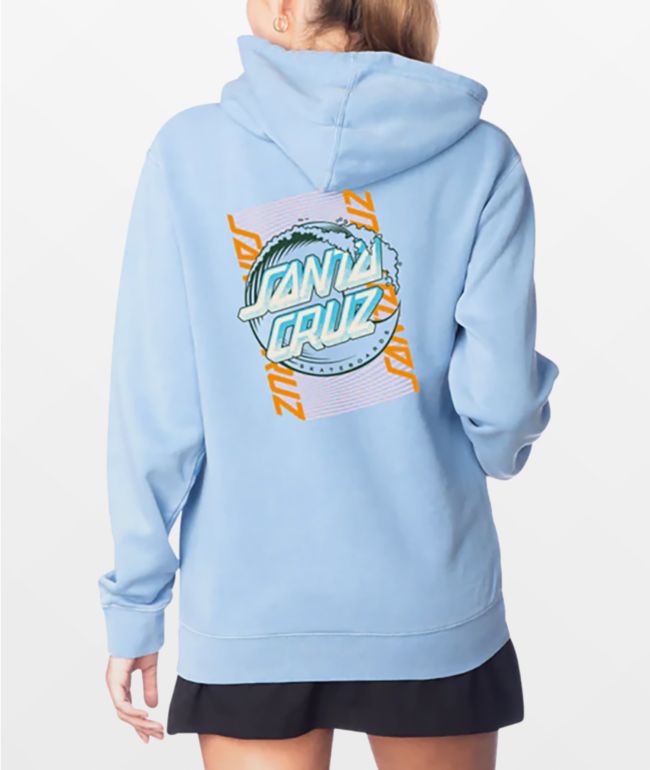 Santa Cruz Split Stripe Wave Dot Light Blue Hoodie