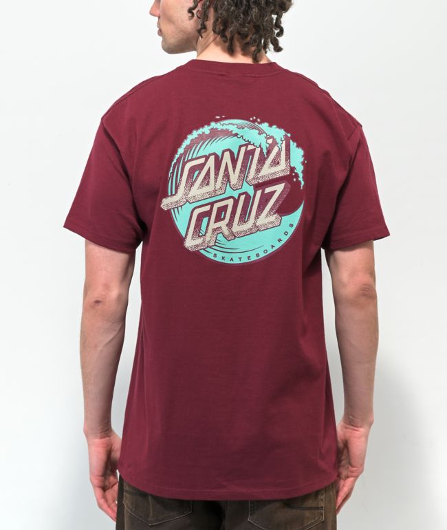 Santa Cruz Stipple Wave Dot Maroon T-Shirt
