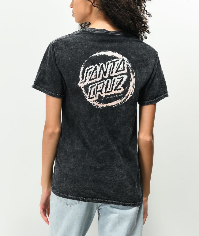 Santa Cruz Throwdown Dot Washed Black T-Shirt