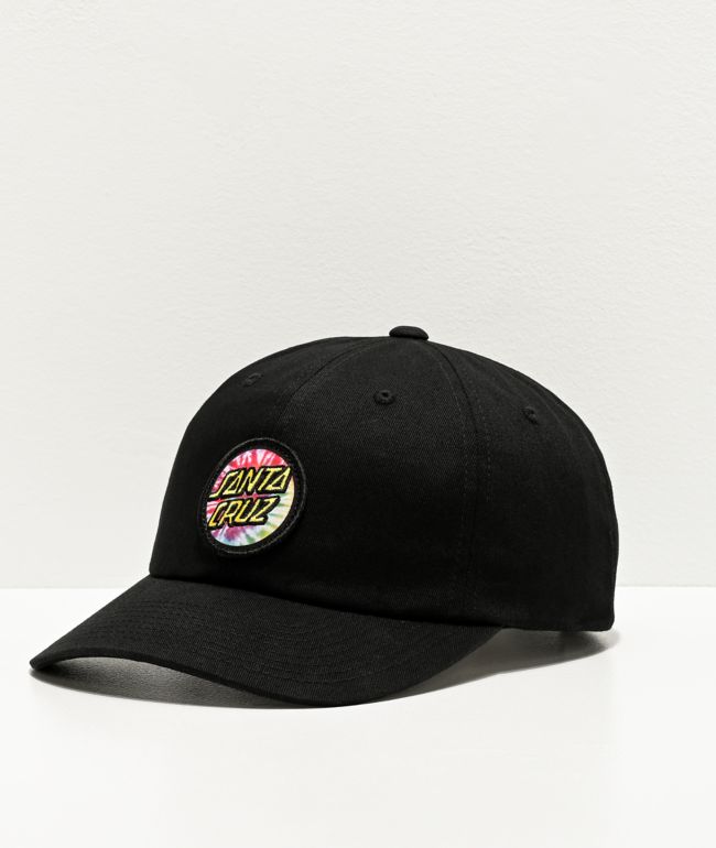 Santa Cruz SMOKEY TIE DOT Adjustable Snapback Skateboard Hat TIE DYE BLACK 