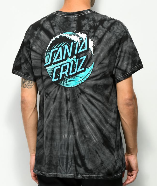 Santa Cruz Wave Dot Black Spider Tie Dye T-Shirt 