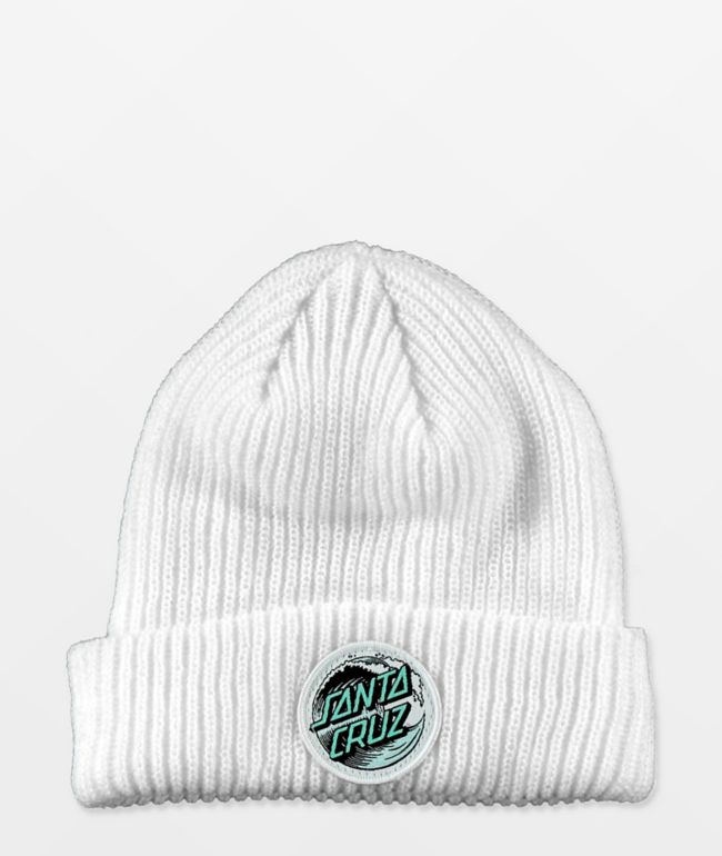 Santa Cruz Wave Dot White Beanie