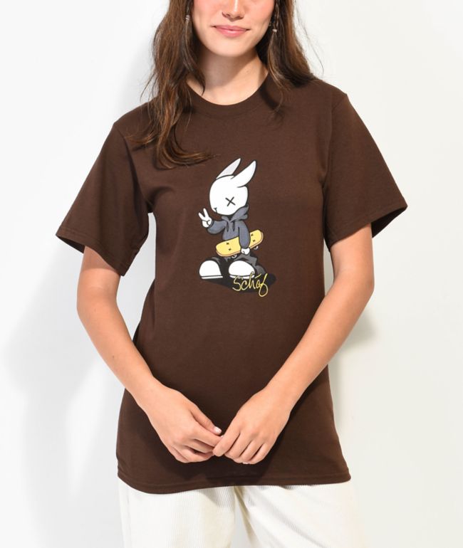 Schaf Peace Out Rabbit Brown T-Shirt