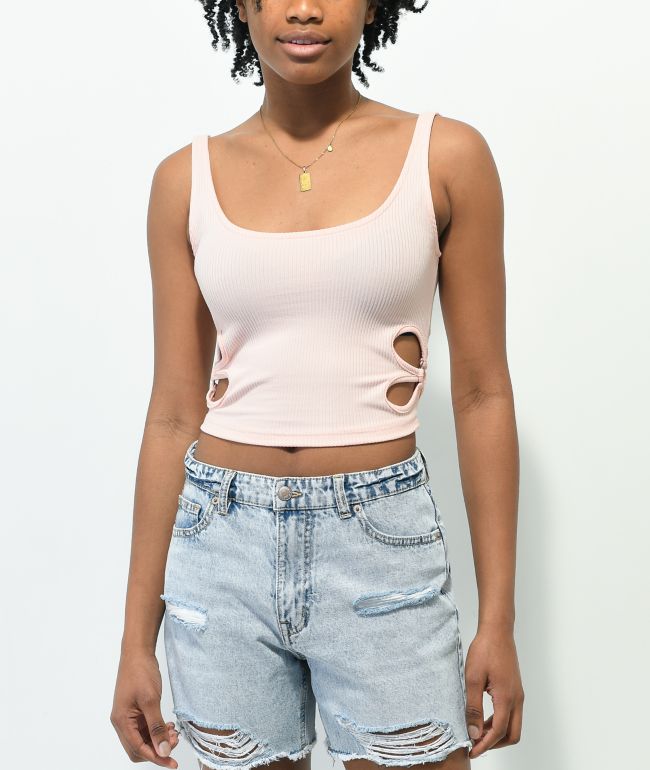 Spicychix Daisy Cut Out Coral Crop Tank Top