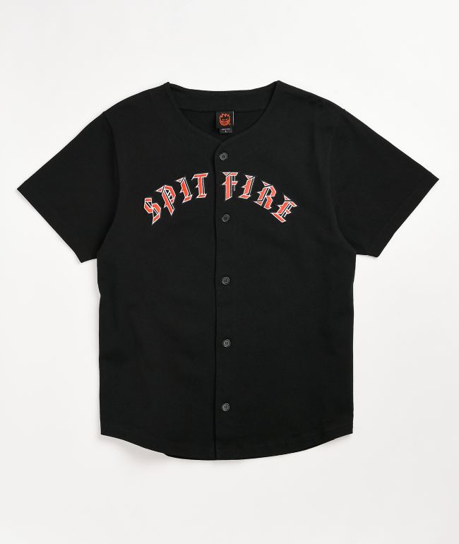 Spitfire Old English Black Baseball Jersey