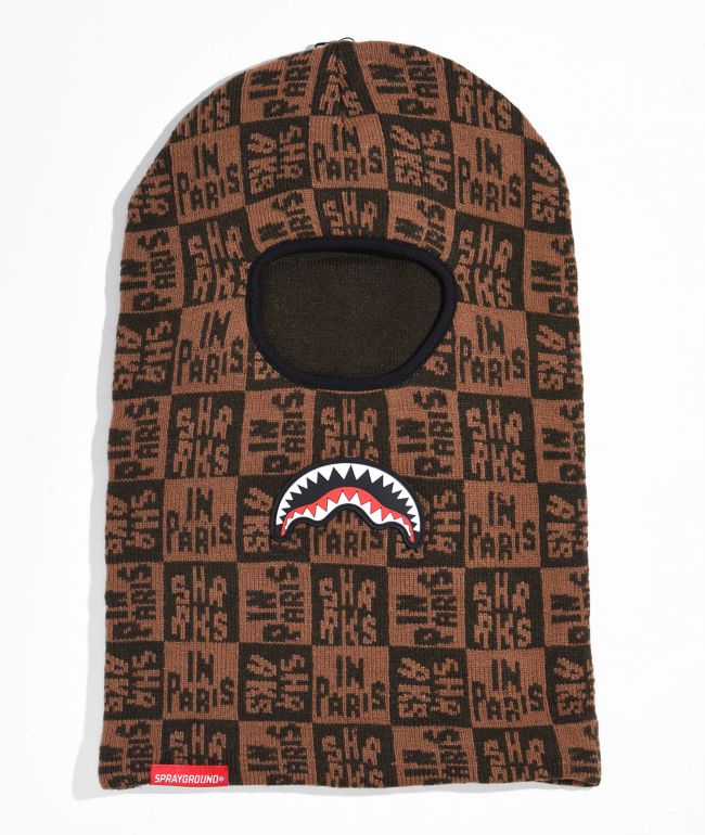 Sprayground Sharks In Paris Check Brown Balaclava