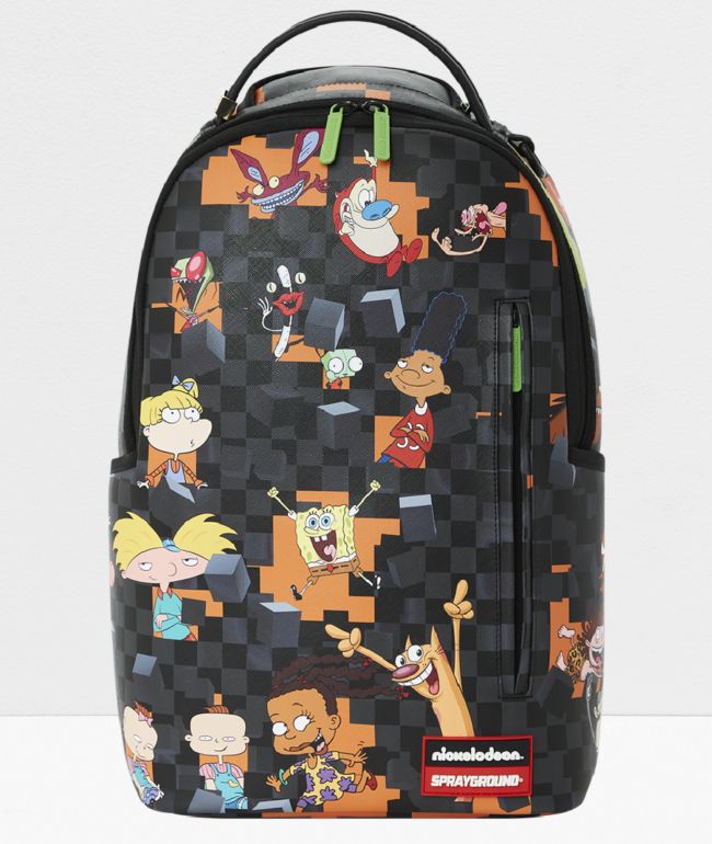 Sprayground x Nickelodeon Nicktoons Bust Through Black & Grey Checkered