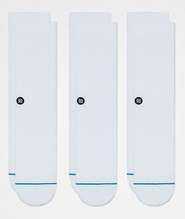 Stance Icon paquete de 3 calcetines blancos