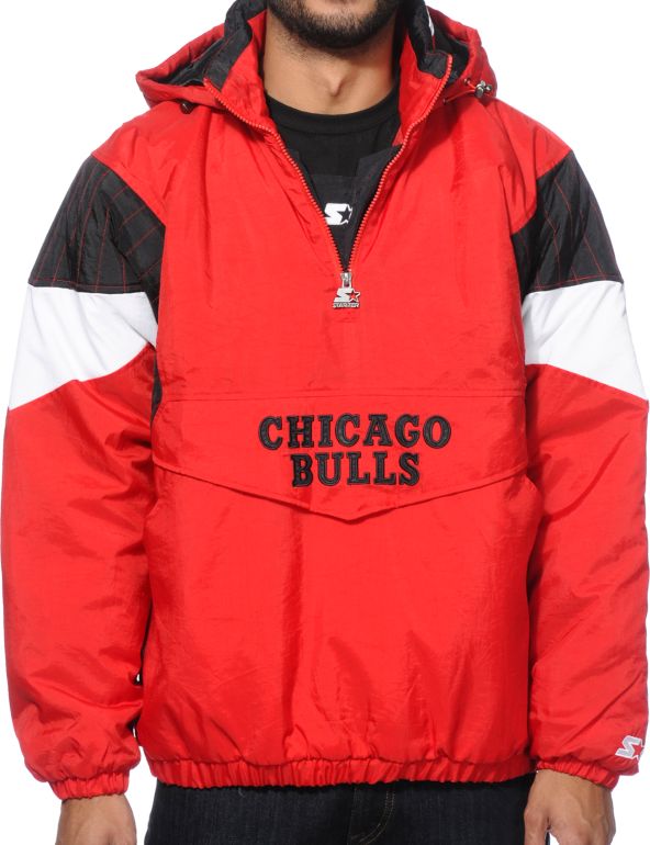 vintage chicago bulls starter pullover jacket