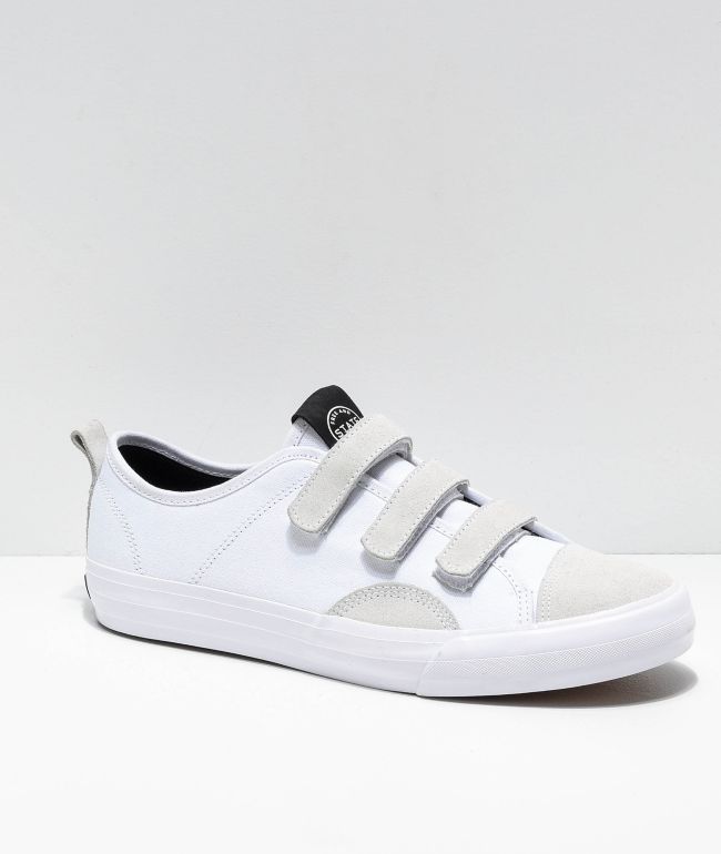 State Harlem Strap White Canvas and Suede Skate Shoes
