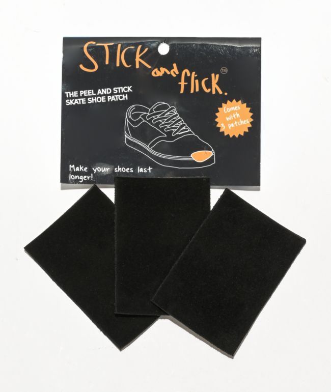Stick And Flick Black Suede Skate Shoe Patch