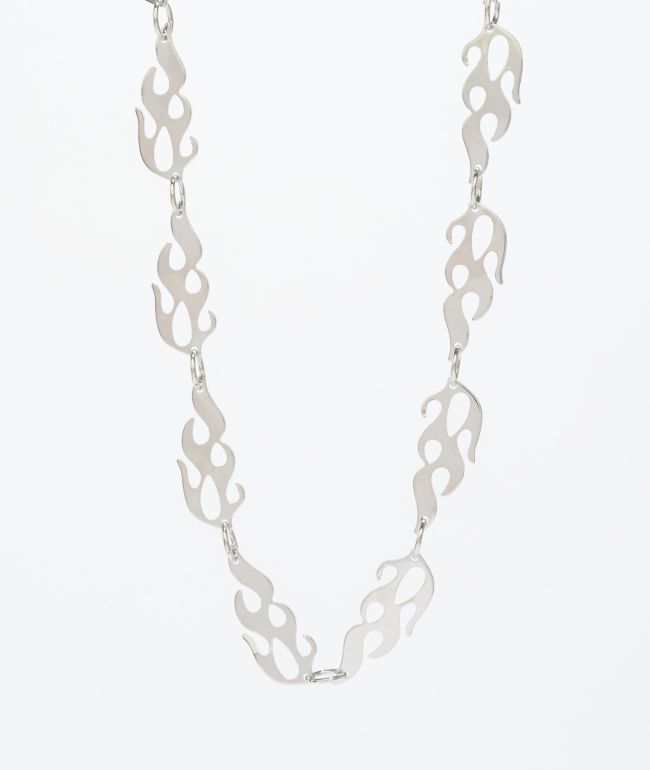 Stone + Locket Flame Pocket Chain Necklace