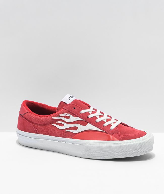 Straye Logan Flame Red Suede Skate Shoes