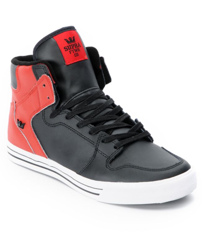 supra high tops black and red