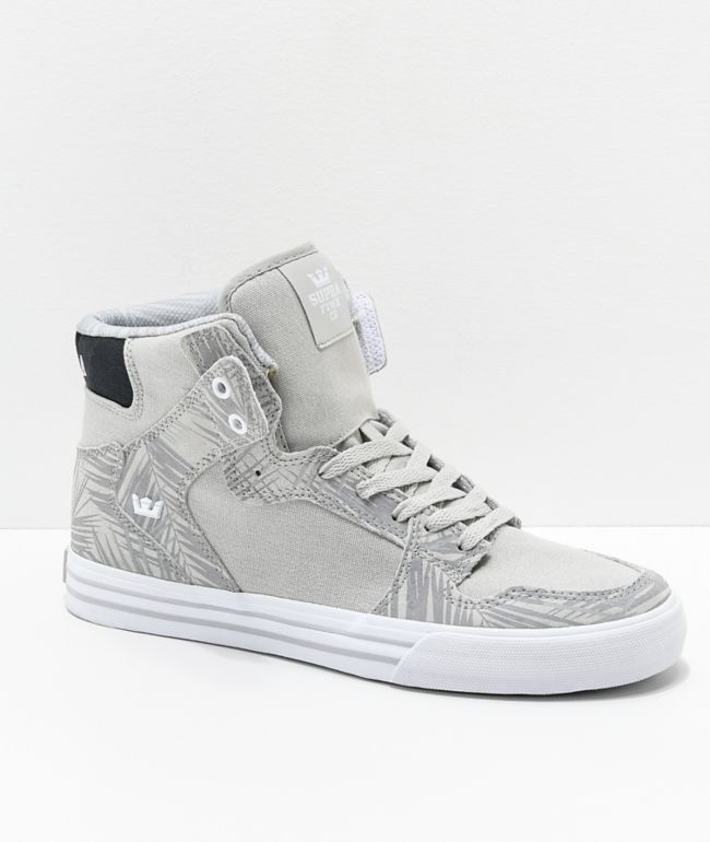 Supra Ferns Cool Grey, White, Suede & Canvas Shoes