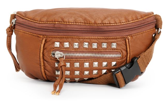leather studded fanny pack