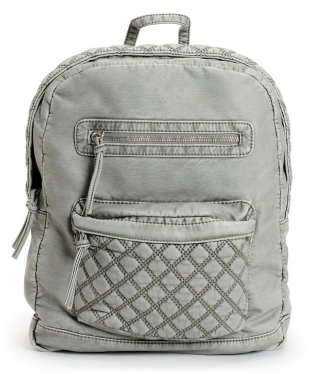 grey quilted backpack