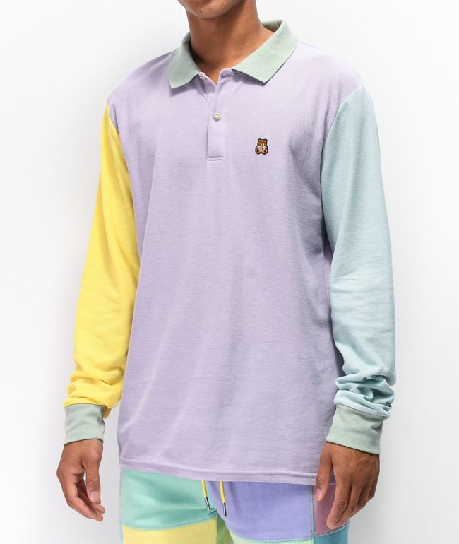Teddy Fresh Colorblock Pastel Long Sleeve Polo Shirt