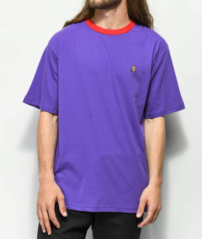 purple and red t shirt