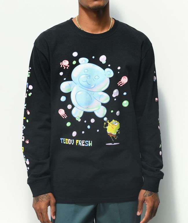 Teddy Fresh x SpongeBob Squarepants Bubbles Black Long Sleeve T-Shirt ...
