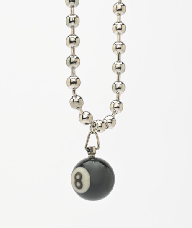 Teen Hearts 8-Ball 7" Silver Beaded Necklace