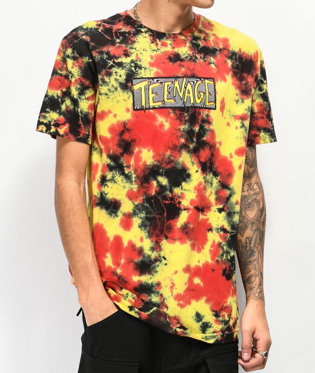 Teenage Scratchy Swirl Orange Yellow Black Tie Dye T Shirt Zumiez Ca