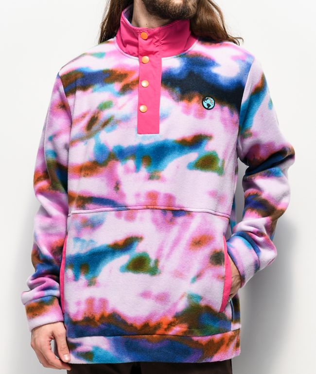 tie dye fleece pullover