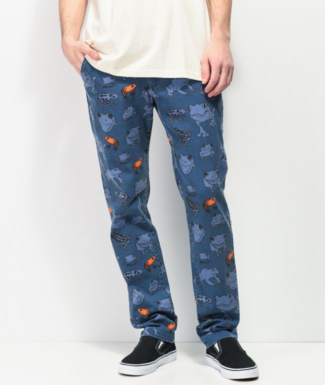 Teenage pantalones chinos azul marino con estampado de rana