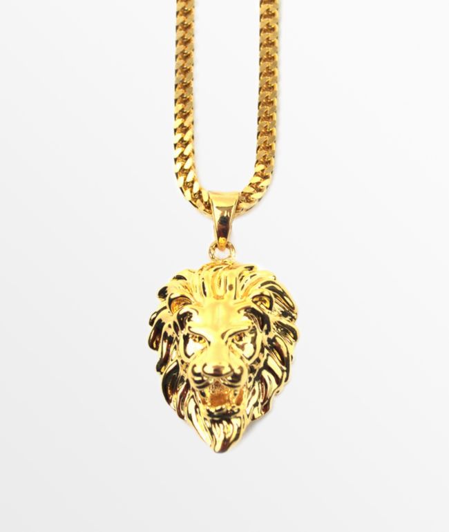 The Gold Gods Micro Lion Pendant Necklace
