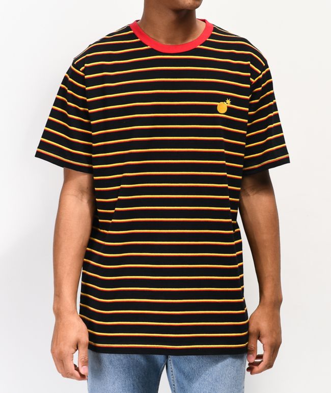 black yellow and red shirt