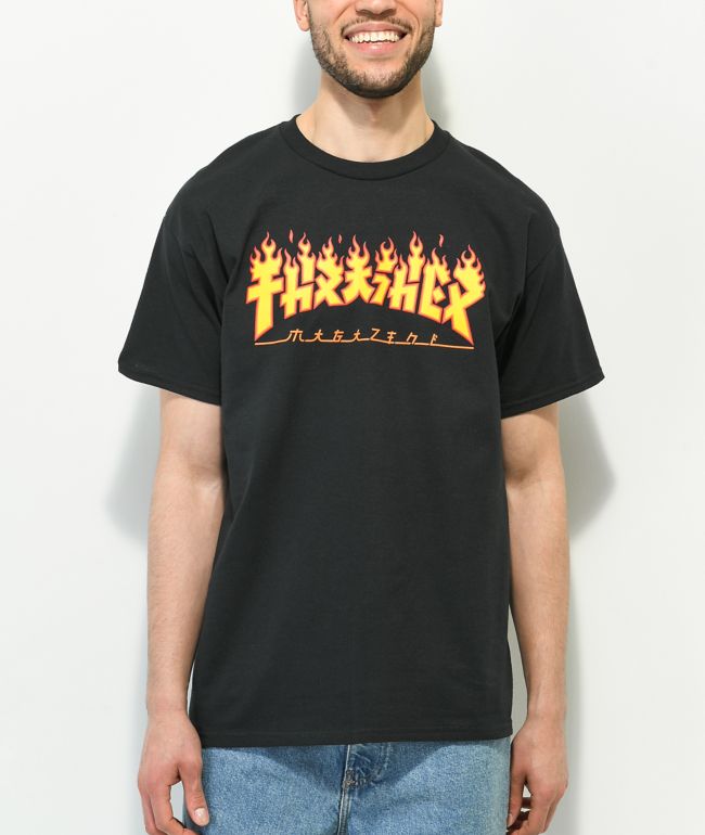 Thrasher Godzilla Flame Black T-Shirt