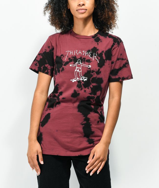 Thrasher Gonz Burgundy & Black Tie Dye T-Shirt