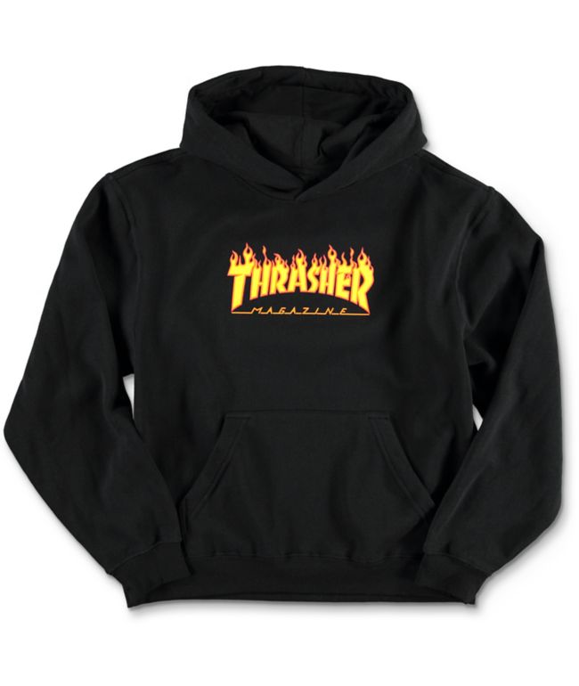 Thrasher Kids' Flame Logo Black Hoodie