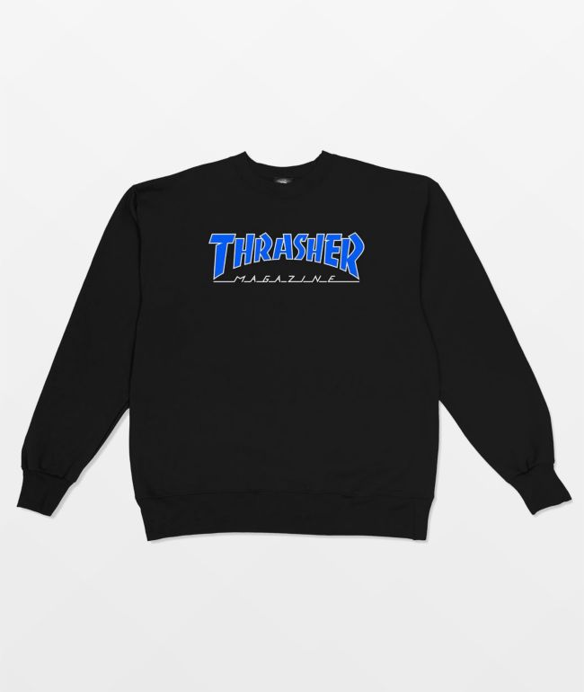 Thrasher Outline Black & Blue Crewneck Sweatshirt