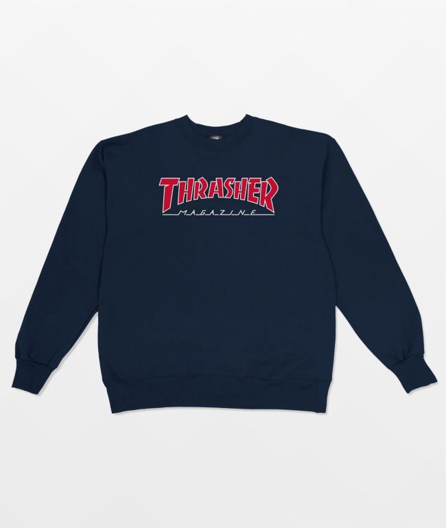 Thrasher Outline Logo Navy Crewneck Sweatshirt