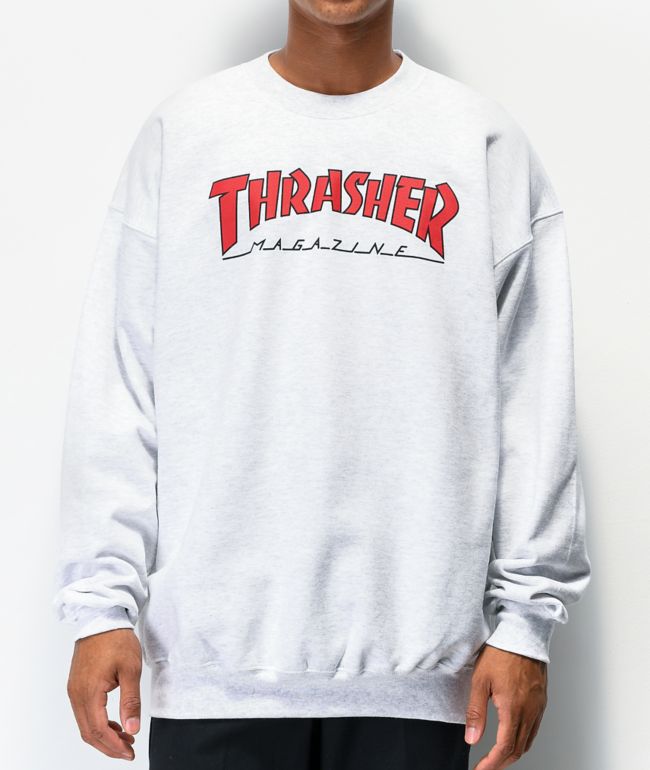 Thrasher Outlined Grey Crew Neck Sweatshirt