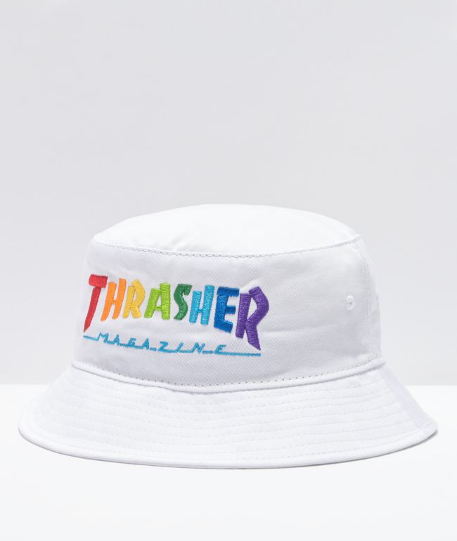 Thrasher Rainbow White Bucket Hat