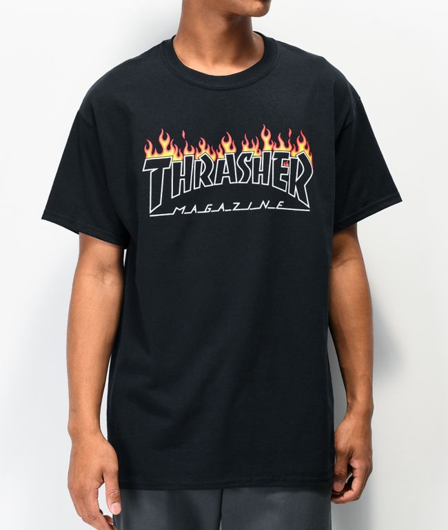 Thrasher Scorched Outline Black T-Shirt
