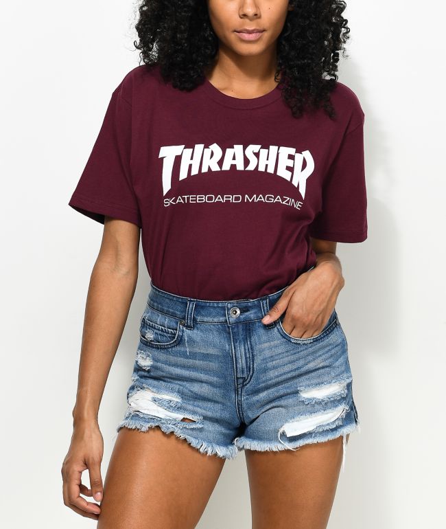 Thrasher Skate Mag camiseta en color borgoño