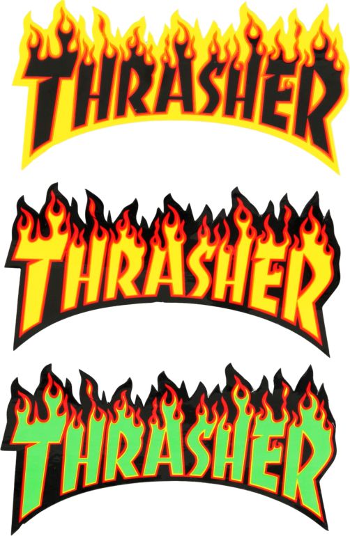 Thrasher pegatina con llamas