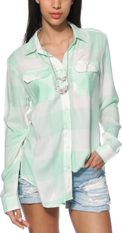 mint plaid shirt