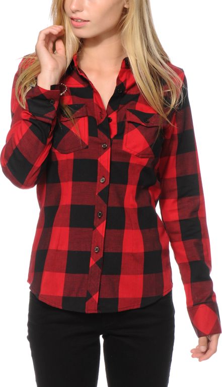 red plaid stretch pants