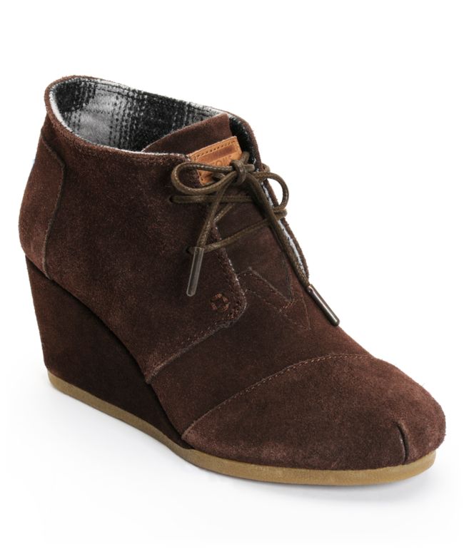 Toms Chocolate Suede Desert Wedge Shoes 