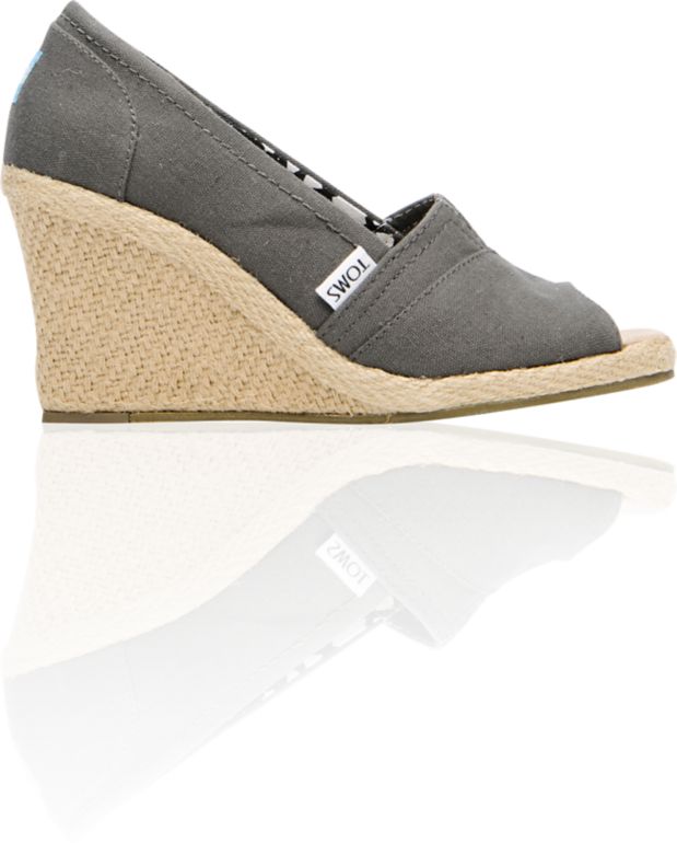 Toms Shoes Wedge Ash Grey Canvas Shoes 