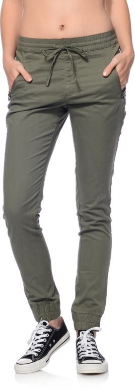 twill joggers zipper