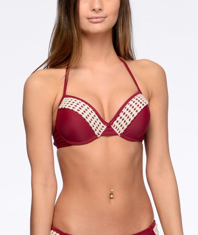 Burgundy push up bikini Clearance
