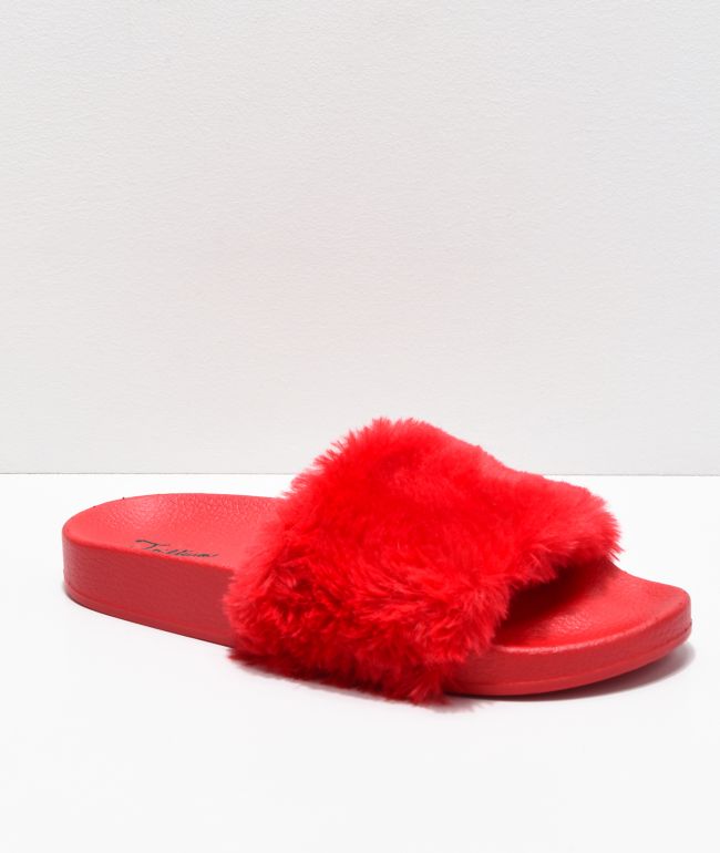 furry slides with straps