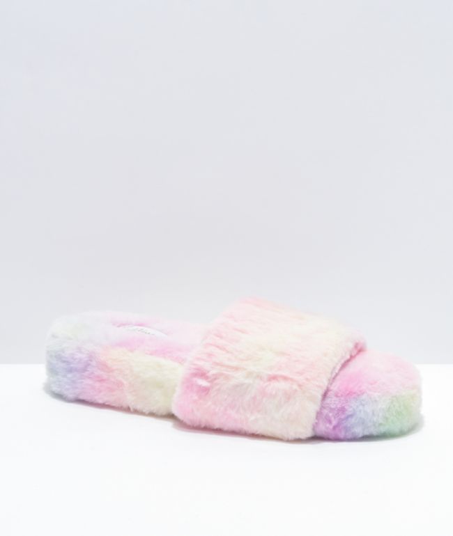 Fuzzy Slides in “LV” Tan or Pink Print