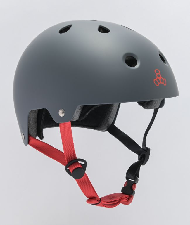Triple Eight Skate Matte Grey Rubber Skateboard Helmet 