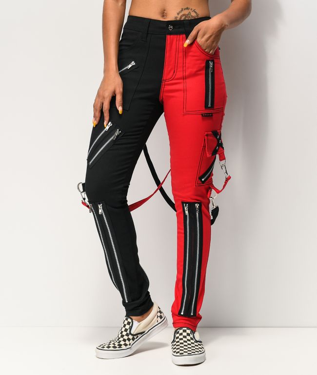 half red half black sweatpants